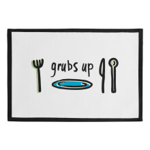 Stylish Set Of Four Doodle Grubs Up Placemats, Practical Placemats Set Of 4, Cotton Placemats For Table