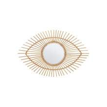 Natural Rattan Eye Shapped Wall Mirror, Rattan Frame Wall Mirror, Wooden Frame Mirror, Handwoven Mirror