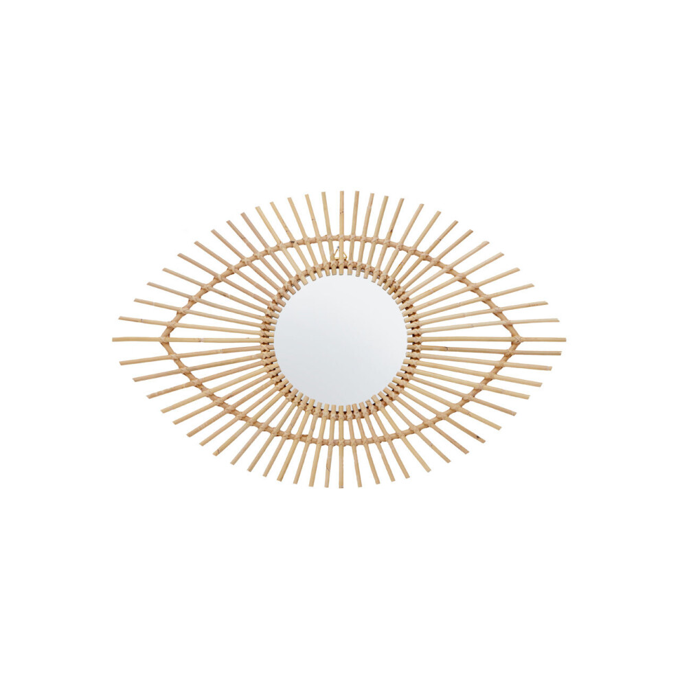 Premier Housewares Natural Rattan Eye Shapped Wall Mirror, Rattan Frame Wall Mirror, Wooden Frame Mirror, Handwoven Mirror