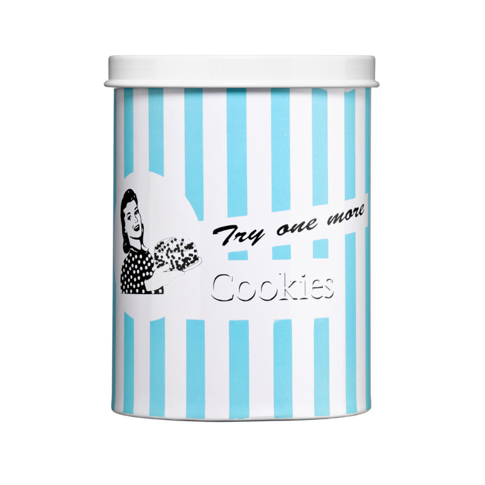 Candy Stripe Try One More Blue Cookie Canister