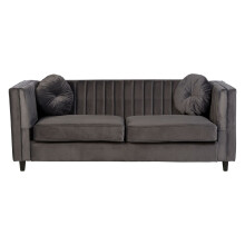 Premier Housewares Farah 3 Seat Grey Velvet Sofa