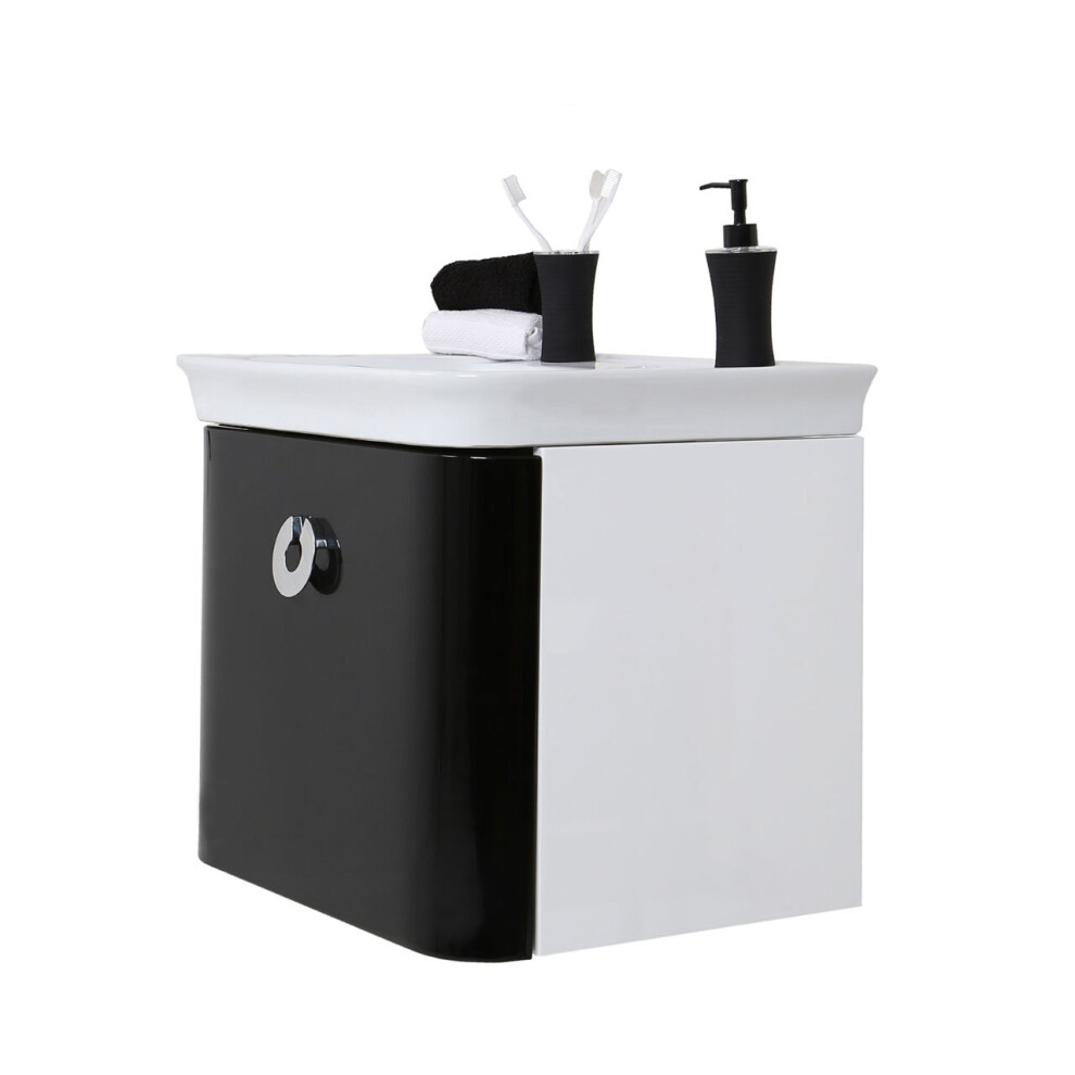 Premier Housewares Adelphi White/Black Basin and Cabinet