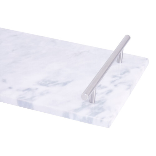 Premier Housewares Premier Housewares Grey Marble Tray with Silver Handles 2