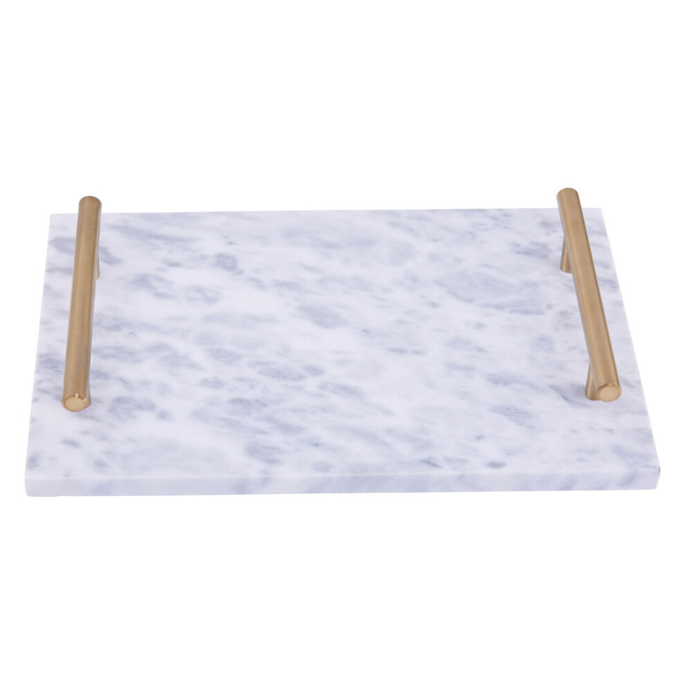 Marmore Marble Tray With Gold Effect Handles