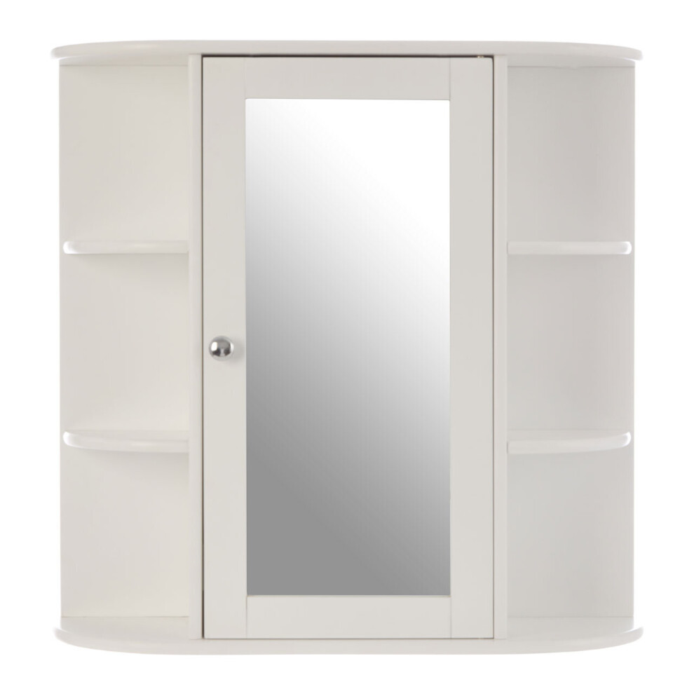Premier Housewares 6 Shelves / Mirrored Door Bathroom Cabinet White