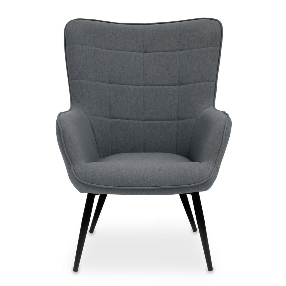 Premier Housewares Stockholm Fabric Armchair, High Back Patterned Armchair, Easy To Maintain Bucket Chair Grey