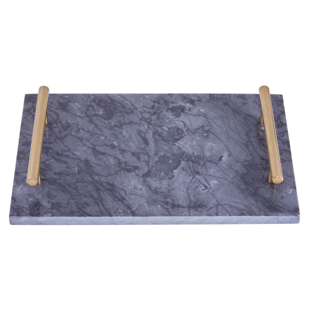 Marmore Marble Tray With Gold Effect Handles