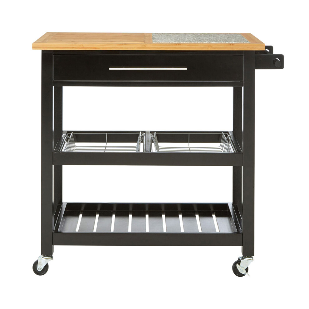 Spacious Wide Kitchen Trolley With Granite Top, Durable Trolley For Kitchen, Versatile Kitchen Trolley