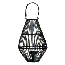 Elegant Design Black Lantern With Hoop Handle, Functional Black Tealight Lantern, Sleek Large Candle Lantern
