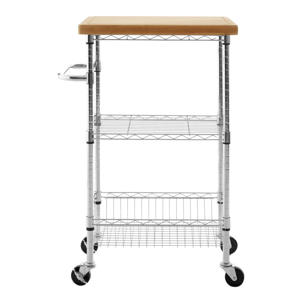 Premier Housewares Sturdy 3 Tier Kitchen Trolley, Stylish Garden Drinks Trolley, Eco Friendly Island Trolley For Kitchen