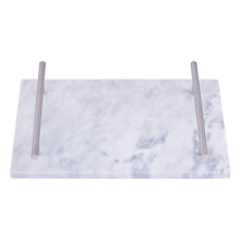 Premier Housewares Grey Marble Tray with Silver Handles