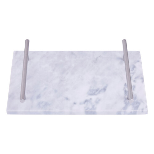 Premier Housewares Premier Housewares Grey Marble Tray with Silver Handles