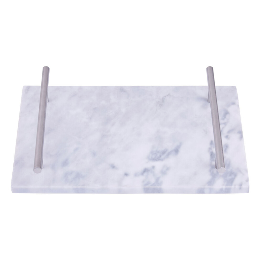 Marmore Marble Tray With Silver Handles