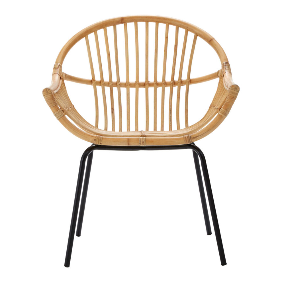 Interiors by Premier Natural Rattan Grey Metal Chair, Rustless Rattan Chair, Easy Cleaning Rattan Armchair