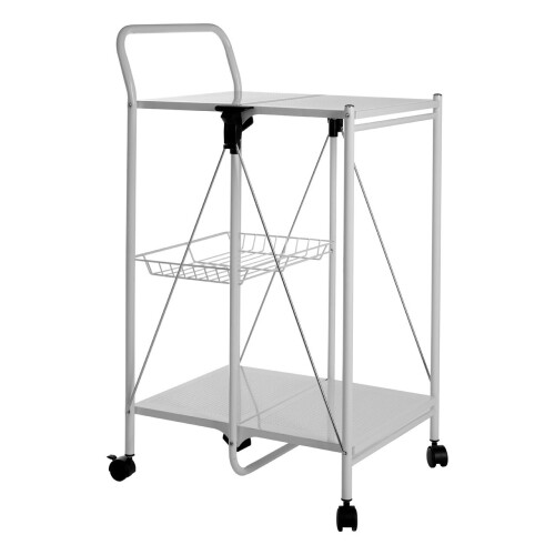 Premier Housewares Premier Housewares White Rectangular Folding Kitchen Trolley 1
