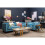 Premier Housewares Velvet Uphoplstered 3 Seat Blue Velvet Sofa, Durable Three Seater Sofa, Versatile Button Tufted Sofa 4