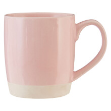Reusable Glazed Finish Pink Mug With Wide Handle,Pastel Pink & White Kitcehn Cup,372ml Capacity Tea Cup