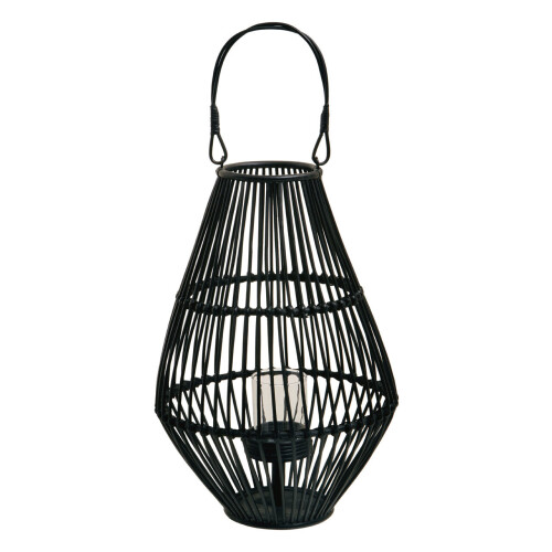Premier Housewares Elegant Design Black Lantern With Hoop Handle, Functional Black Tealight Lantern, Sleek Large Candle Lantern 1