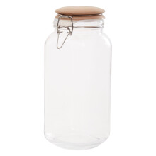 Premier Housewares Square Glass Jar With Wooden Lid - 2150Ml