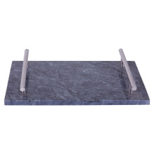 Premier Housewares Black Marble Tray with Silver Handles