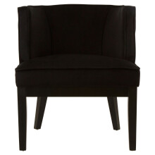 Black Velvet Chair, Supportive Backrest Lounge Chair, Easy to Clean Velvet Accent Chair, Space-Saving Small Chair