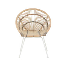 White Washed Natural Rattan Chair, Rustless Rattan Chair, Easy Cleaning Rattan Armchair