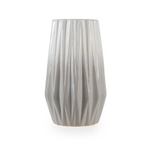 Sleek And Sturdy Small Grey White Ceramic Vase, Robust Pottery Vase, Decorative Vase For Artificial Flowers