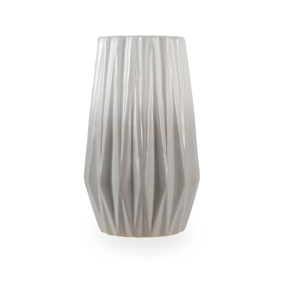 Premier Housewares Sleek And Sturdy Small Ceramic Vase, Robust Pottery Vase, Decorative Vase For Artificial Flowers Grey/White