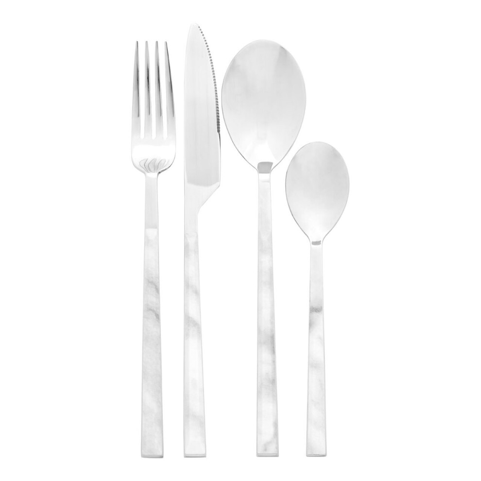 Premier Housewares Avie 16pc White Faux Marble Cutlery Set