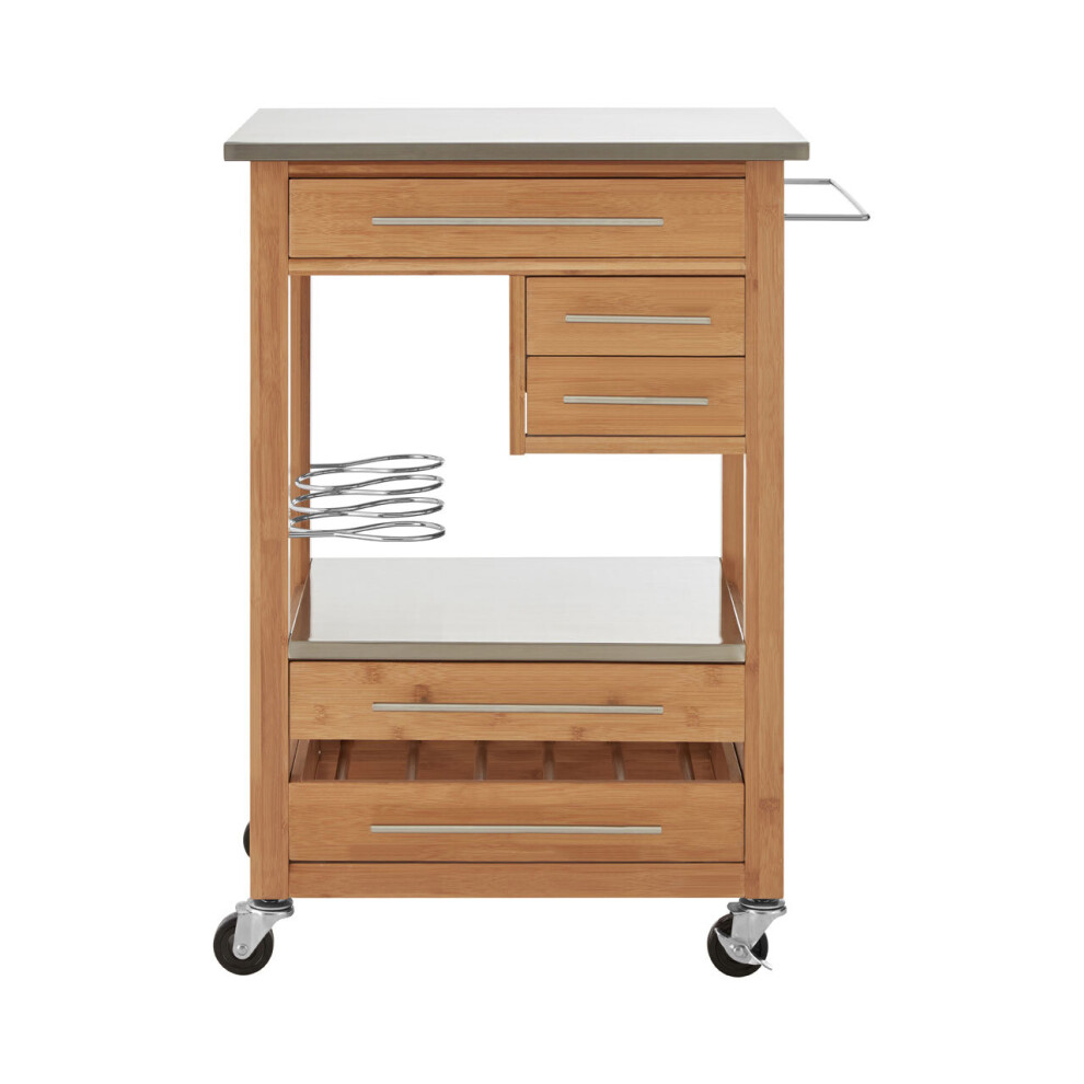 Premier Housewares Bamboo Four Drawer Kitchen Trolley