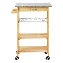 Pinewood Large Kitchen Trolley, Stylish and Functional 4 Tier Trolley, Modern Marble Top Kitchen Trolley