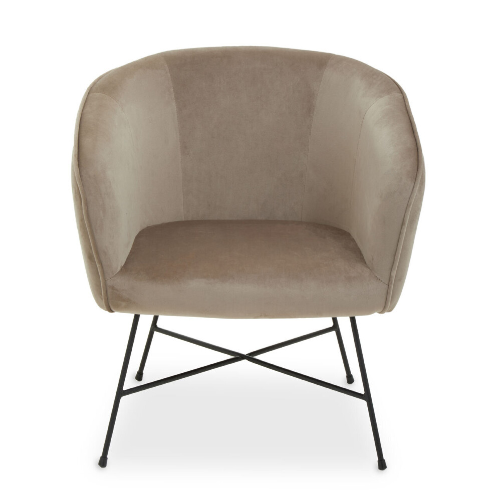 Premier Housewares Mink Velvet Chair, Comfy Mink Outdoor Metal Legs Velvet Chair, Effortless Cleaning Velvet Chair