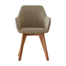 Stone Fabric Chair With Wood Legs, Backrest Dining Chair, Space-Saving Office Accent Chair with Upholstery