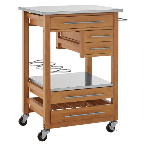 Premier Housewares Premier Housewares Bamboo Four Drawer Kitchen Trolley 1