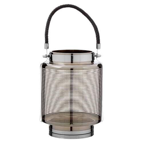 Premier Housewares Premier Housewares Large Nickel Stripe Lantern