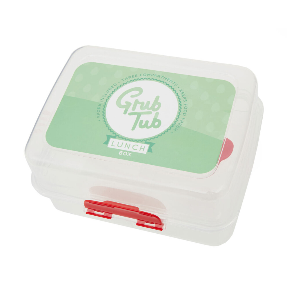 3 Compartments Lunch Box, Grub Tub Sticker Tiffin Box with Lock, Lunch Container for Office, Home, Kitchen