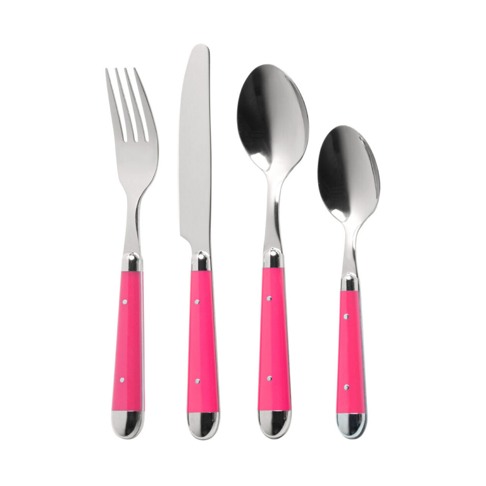 Premier Housewares Hot Pink 16pc Brasserie Cutlery Set