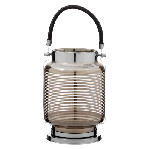 Premier Housewares Premier Housewares Small Nickel Stripe Lantern