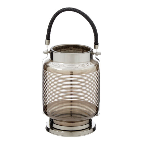 Premier Housewares Premier Housewares Small Nickel Stripe Lantern 1