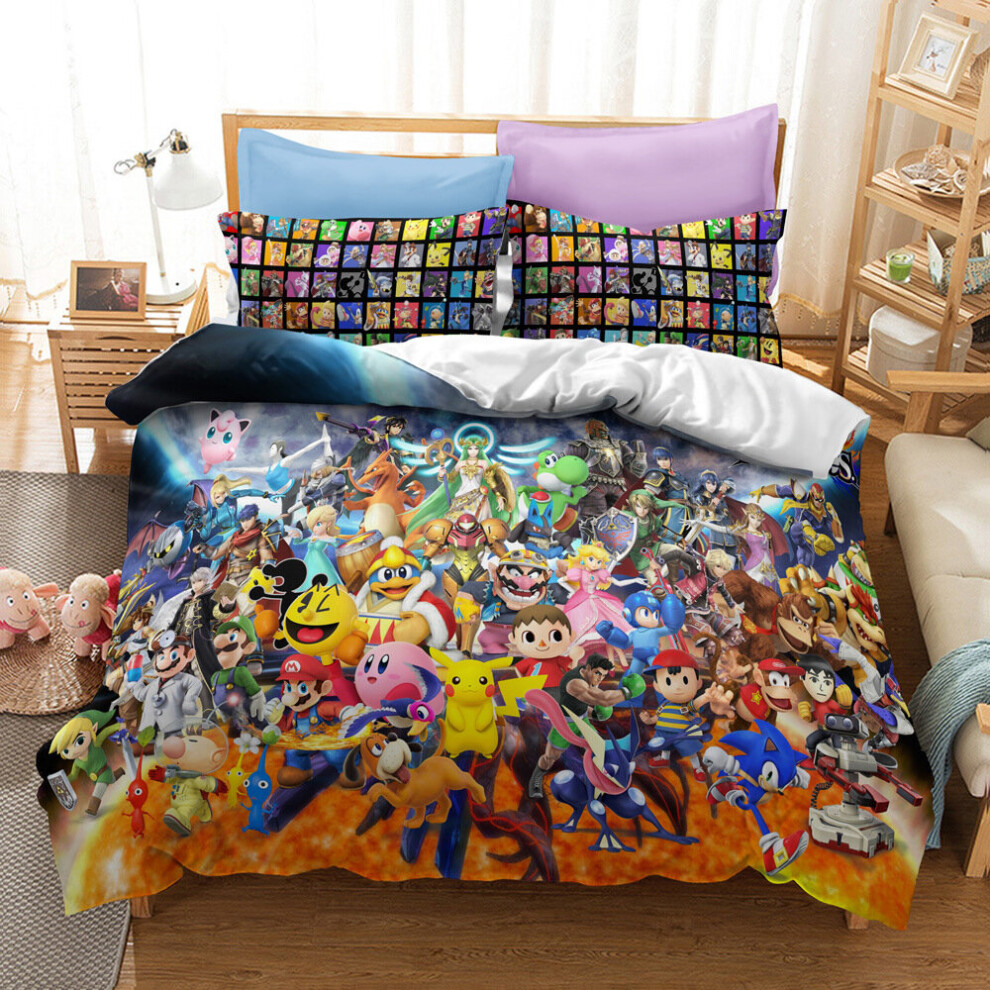 (Style 16, Single) Super smash bros Bedding Single Double King Duvet Cover
