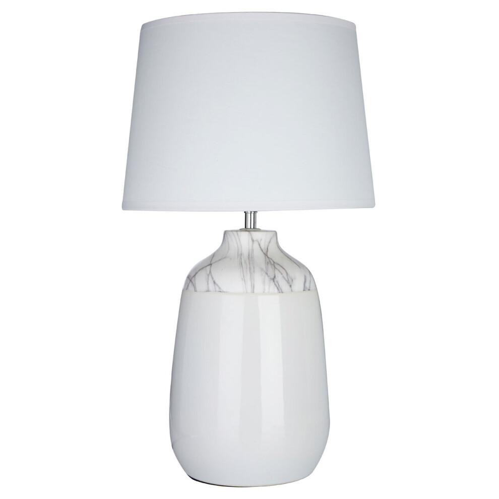 Premier Housewares Elegant Ceramic Table Lamp, Contemporary Bed Table Lmap, Easily Maintained Lamp For Livingroom Table White