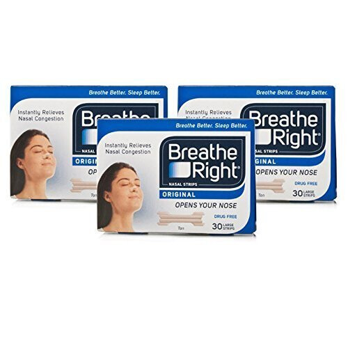 Breathe Right Nasal Strips Tan Large Triple Pack, 90 Count
