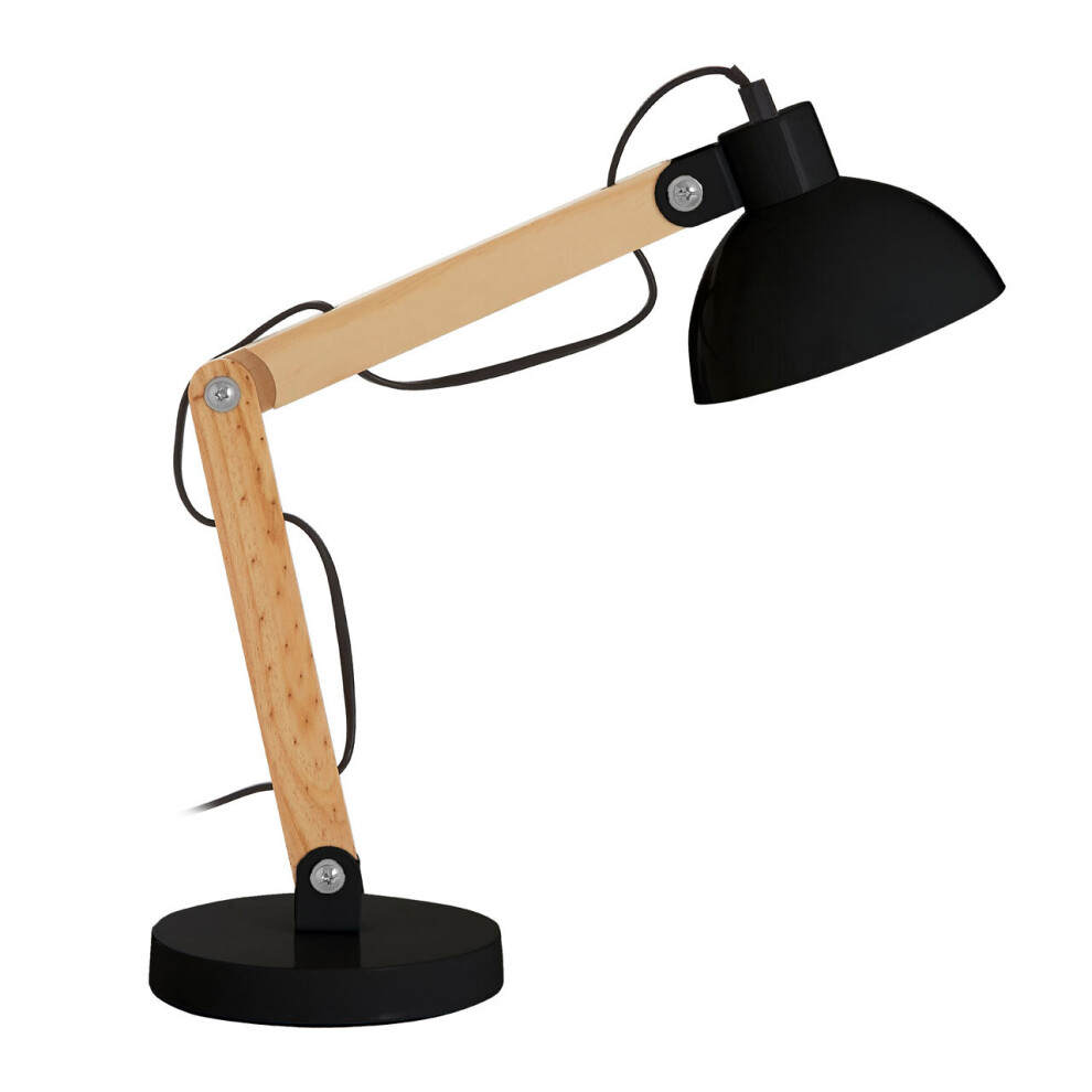 Premier Housewares Contemporary Wood Table Lamp, Versatile Bedside Table Lamp, Modern Rustic Livingroom Table Lamp Black