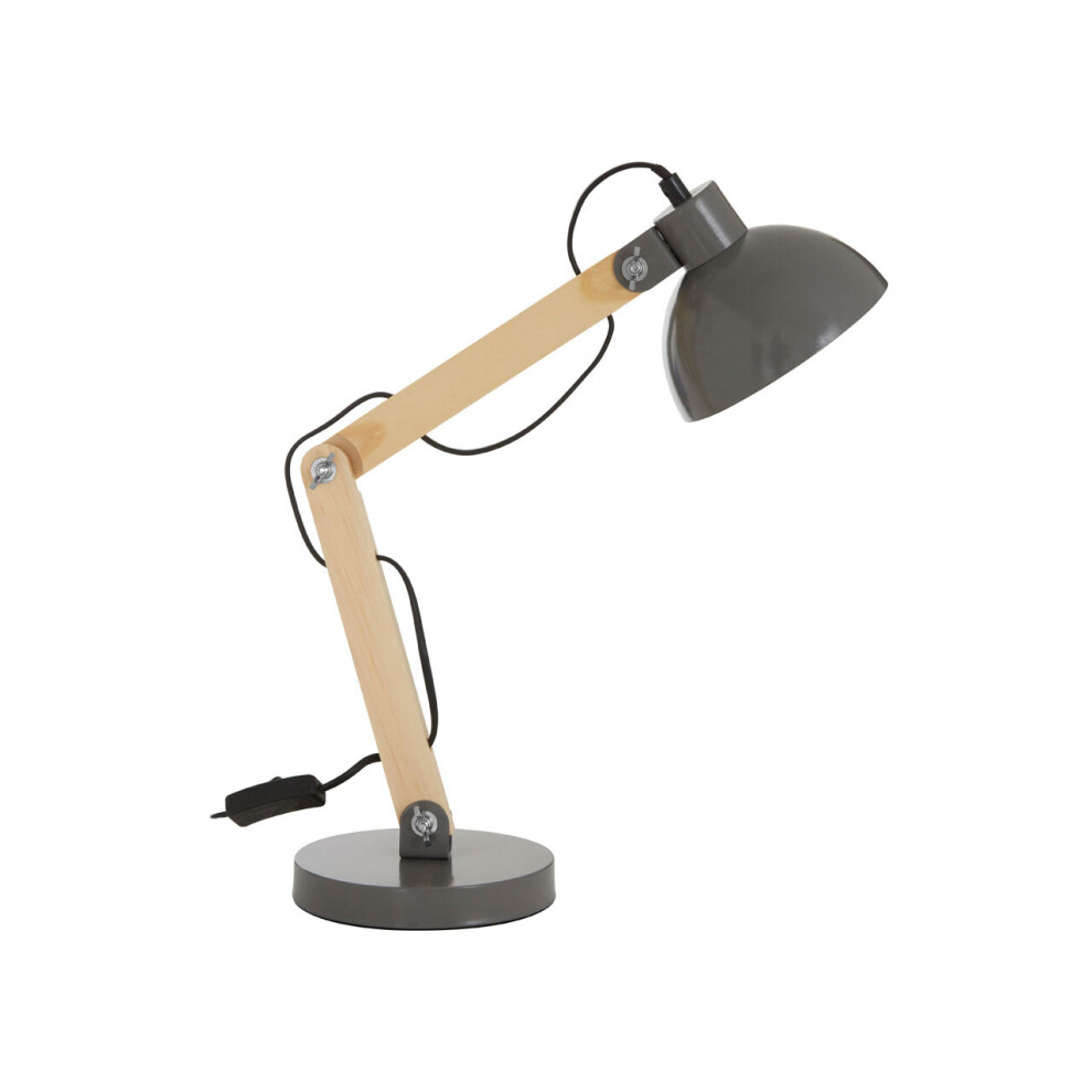 Premier Housewares Ambiant Grey Wood And Metal Table Lamp, Versatile Bedside Table Lamp, Modern Rustic Livingroom Table Lamp