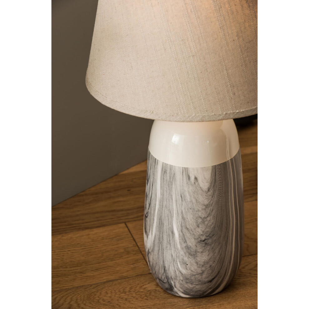 Premier Housewares Elegant Beige Ceramic Table Lamp, Contemporary Bed Table Lmap, Easily Maintained Lamp For Livingroom Table