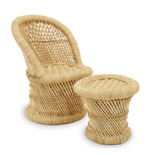Premier Housewares Rowan Children Natural Chair with Stool