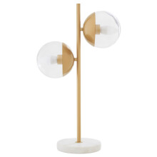 Handcrafted Two Light Gold Finish Table Lamp, Minimalist Design Bedside Lamp, Versatile Lamp On A Table