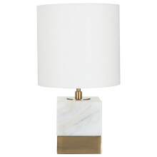 Premier Housewares White Marble Accent Lamp with Cream Shade