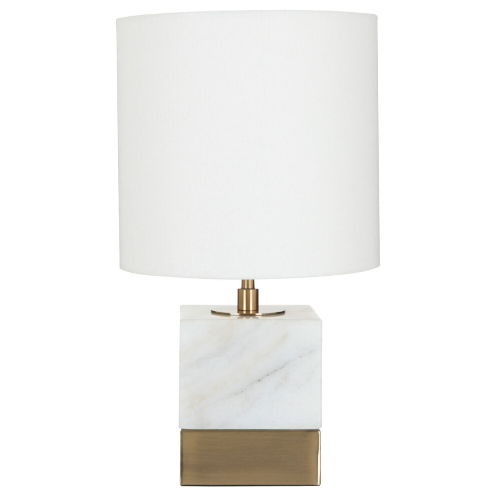 Premier Housewares Marble Accent Lamp With Shade White/Cream