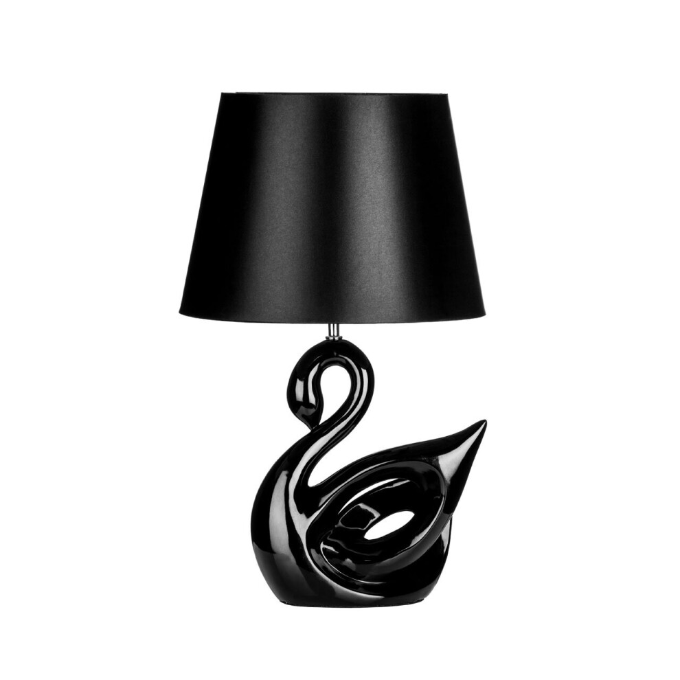 Premier Housewares Swan Polyresin Table Lamp Black